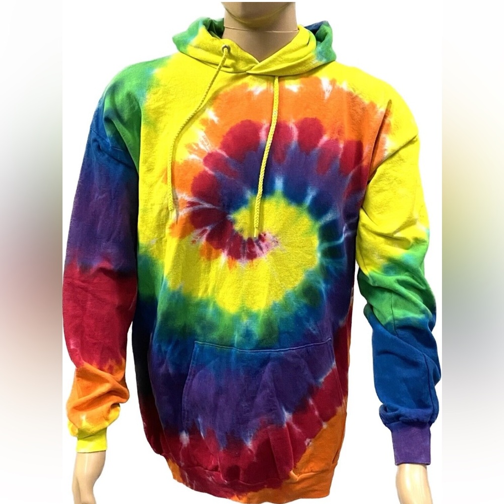 Gildan Men's Tie-Dye Hoodie - Rainbow Swirl